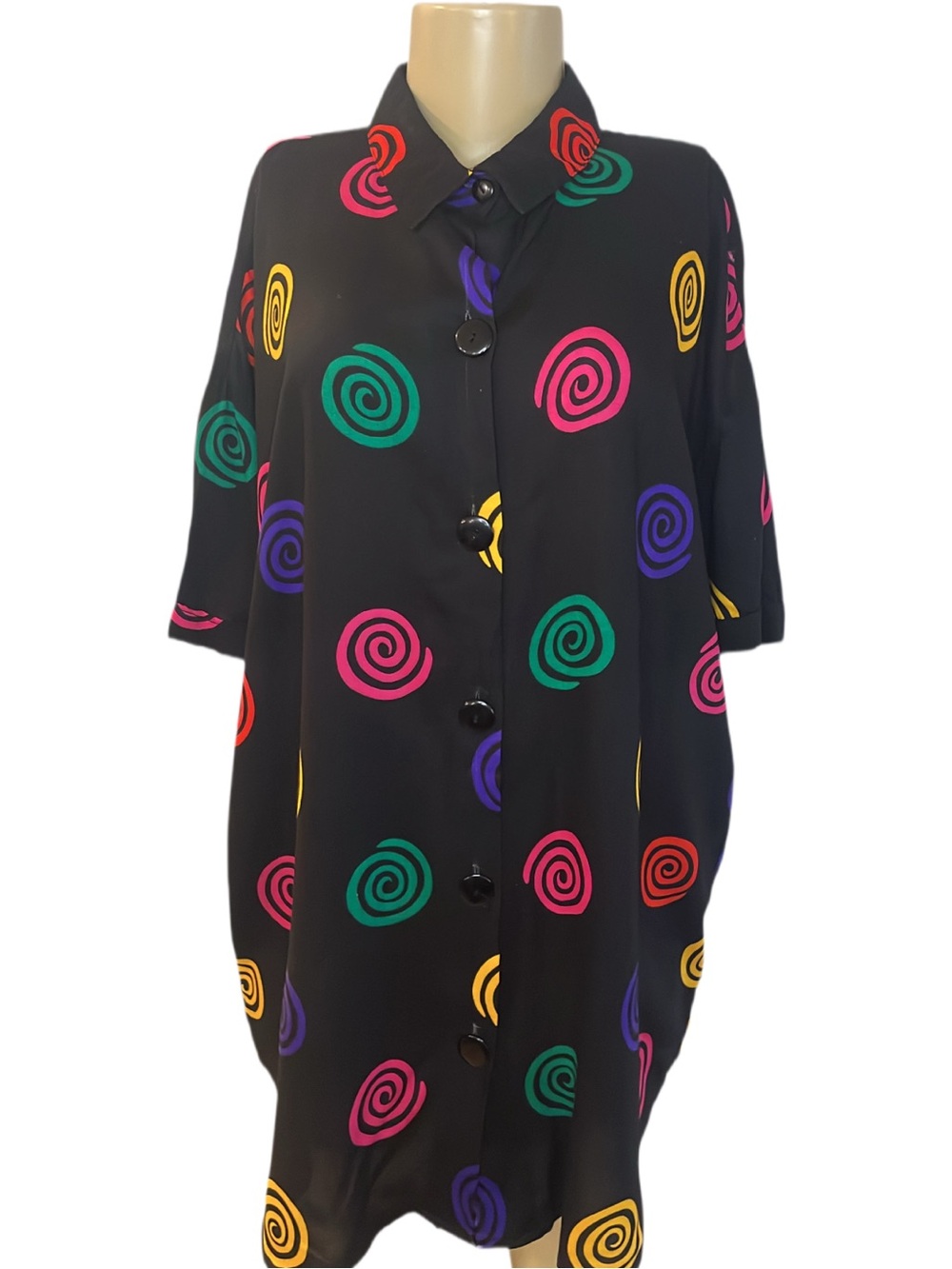 Vintage Caliché Colorful Swirls Blouse